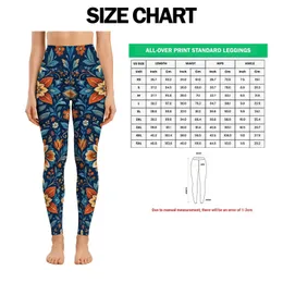 Navy Teal Folk Floral Motifs For Boho Travel, Yoga, And Everyday Casual Style Leggings