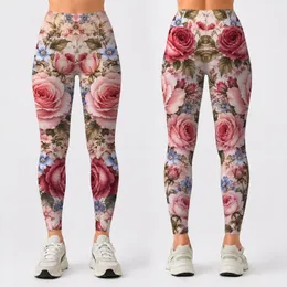 Blush Rose And Periwinkle Blooms For Sunny Spring Garden Outings Leggings