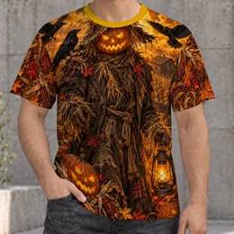 Pumpkin Scarecrow and Ravens for Halloween Night and Autumn Harvest Celebrations All-over Print Unisex T-shirt