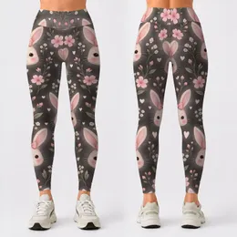 Blush Bow Bunny Faces for Easter Celebrations and Springtime Garden Outings for Women Leggings