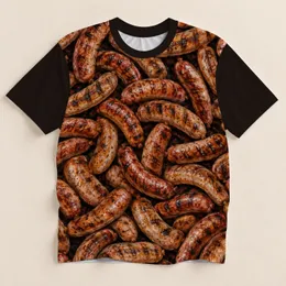 Grilled Sausage Motif for Barbecue Weekends and Outdoor Cooking Enthusiasts All-over Print Unisex T-shirt