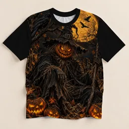 Scarecrow, Raven And Pumpkin Moon Scene For Halloween Night Celebrations All-over Print Unisex T-shirt