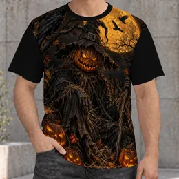 Scarecrow, Raven And Pumpkin Moon Scene For Halloween Night Celebrations All-over Print Unisex T-shirt