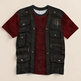 Rugged Faux Utility Vest With Mountain Details for Outdoor Adventure All-over Print Unisex T-shirt