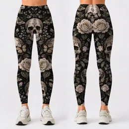 Skull Rose Butterfly Gothic Style for Halloween Parties and Spooky Season Leggings