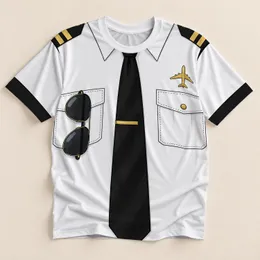 Pilot Uniform Costume Look for Aviation Fans and Halloween Party Wear All-over Print Unisex T-shirt