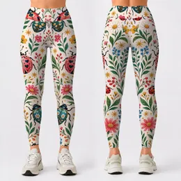 Whimsical Ladybug and Beetle Motifs for Sunny Garden Days and Casual Summer Outings Leggings