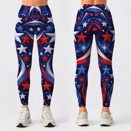 Red White Blue Starbursts for Summer Festivals and Fourth of July Celebrations Leggings