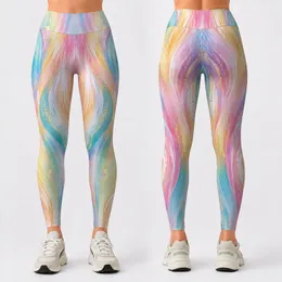Iridescent Pastel Rainbow Stripes For Beach Walks And Colorful Everyday Wear Leggings