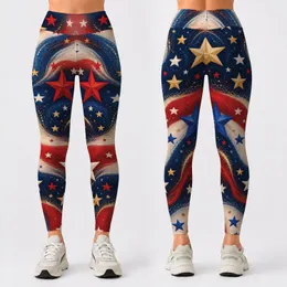 Red White And Blue Stars For Fourth Of July Celebrations And Patriotic Summer Gatherings Leggings