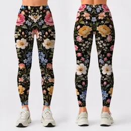 Pink Yellow And White Wildflowers For Everyday Botanical Style And Spring Outings Leggings