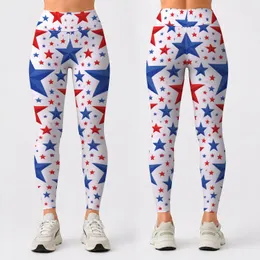 Bold Red And Blue Stars For Fourth Of July Celebrations And Summer Patriotic Style For Her Leggings