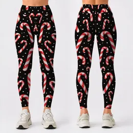 Red And White Candy Canes For Cozy Christmas Celebrations And Holiday Outings Leggings