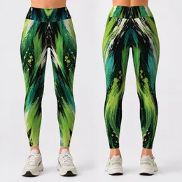 Lime Green Brushstroke Energy for Beach Days and Everyday Casual Style Leggings
