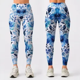 Blue And Teal Watercolor Florals For Coastal Vacations And Relaxed Resort Getaways Leggings
