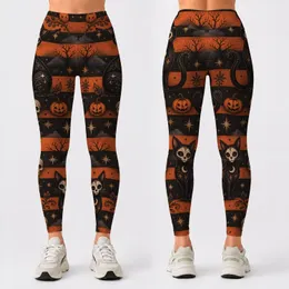Striped Skull Cat Halloween Style for Spooky Season Celebrations and Everyday Wear Leggings
