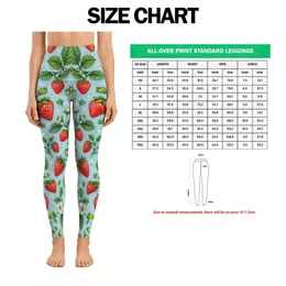 Strawberry And Aqua Botanical Motifs For Yoga Pilates And Everyday Wear Leggings
