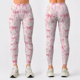 Delicate Pink Ribbon Bows for Balletcore Yoga, Pilates, and Everyday Errand Style Leggings