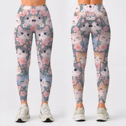 Pastel Kawaii Cat Faces for Yoga, Pilates, Commuting and Everyday Wear Leggings