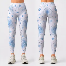 Powder Blue Stars for Yoga, Pilates and Everyday Activewear Leggings