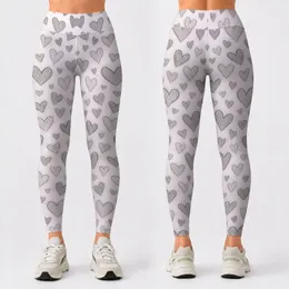Hand-Drawn Gray Hearts for Yoga, Pilates and Relaxed Everyday Style Leggings