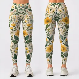 Colorful Botanical Sprigs for Yoga, Pilates, Gym Days and Everyday Movement Leggings