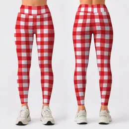 Red And White Gingham Checks For Yoga Pilates And Everyday Casual Style Leggings