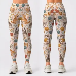 Playful Kitten And Yarn Ball Motifs For Cozy Everyday Wear And Cat Lover Style Leggings