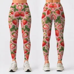 Fresh Strawberry Motifs for Pilates, Errands and Sunny Weekend Outings for Her Leggings