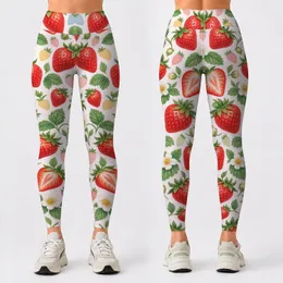 Fresh Strawberry And Pastel Berry Motifs For Yoga, Pilates And Everyday Active Living Leggings