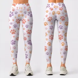Pastel Paw Prints for Yoga, Pilates, and Everyday Casual Style Leggings