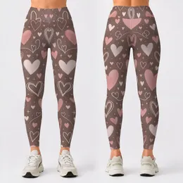 Blush Heart Doodles for Yoga, Pilates, and Everyday Casual Wear Leggings