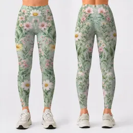 Seafoam Wildflower Blooms for Spring Wellness and Everyday Active Style Leggings