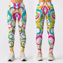 Colorful Abstract Rings for Yoga Pilates and Everyday Active Living Leggings