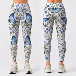 Blue Butterflies And Wildflowers For Everyday Garden Walks And Relaxed Weekend Wear Leggings