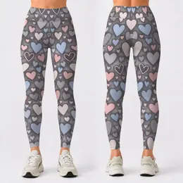 Pastel Heart Motif for Yoga, Pilates and Everyday Errands for Women Leggings