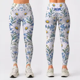 Blue Daisy Blooms for Cozy Autumn Winter Lounging and Relaxed Everyday Style Leggings