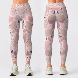 Soft Pink Organic Geometric Shapes for Studio Fitness and Everyday Activewear for Women Leggings