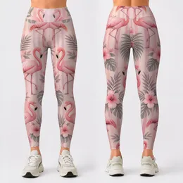 Blush Flamingo Stripes for Pilates, Travel, and Everyday Resort Style Leggings