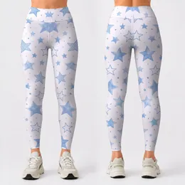 Blue White Stars for Yoga, Pilates, and Everyday Casual Wear Leggings