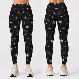 Monochrome Starry Night Motifs for Studio Training and Everyday Activewear Style Leggings