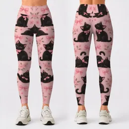 Whimsical Black Cats And Pink Bows For Cozy Weekends And Everyday Wear Cat Lovers Leggings