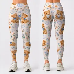Teddy Bears and Hearts for Cozy Everyday Comfort and Sweet Casual Style Leggings