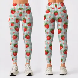 Strawberry Heart Gingham for Sweet Summer Fitness and Everyday Style Leggings