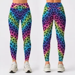 Vibrant Rainbow Leopard Spots For Yoga, Pilates And Everyday Casual Wear For Women Leggings