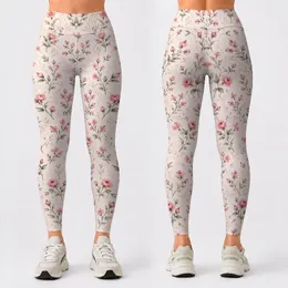 Ivory Rosebud Sprigs For Pilates, Gym, And Everyday Wellness Wear Leggings