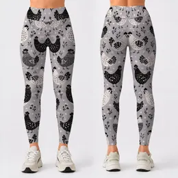 Monochrome Speckled Hens for Playful Farmhouse Style and Everyday Active Living Leggings
