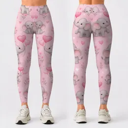Cute Elephant Heart Motifs for Yoga, Running and Everyday Activewear Leggings