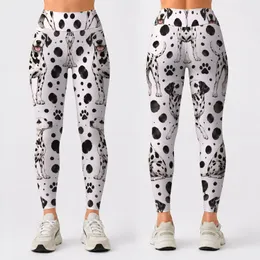 Dalmatian Dogs And Charcoal Spots For Yoga Pilates And Everyday Casual Wear For Women Leggings
