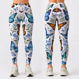 Colorful Monarch and Blue Butterflies for Yoga, Running and Outdoor Fitness for Women Leggings